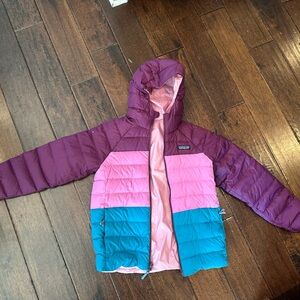 Patagonia Pink and Teal Hooded Jacket